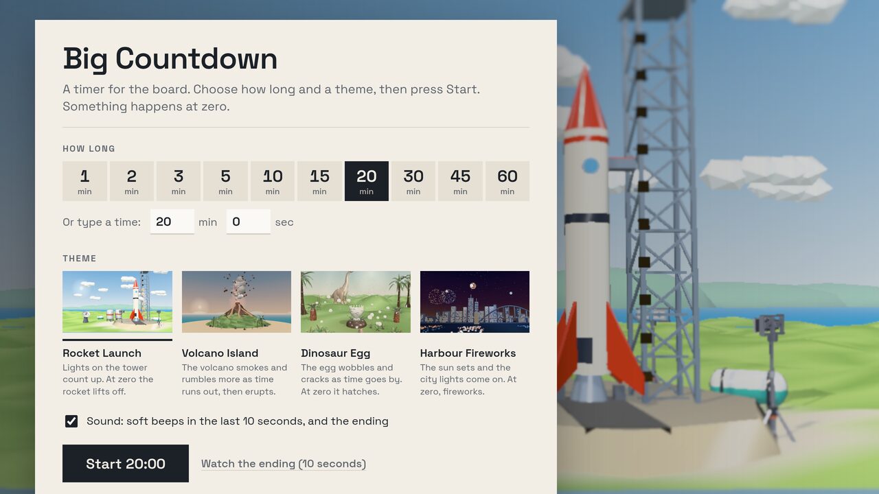 Menu: choose how long and a theme