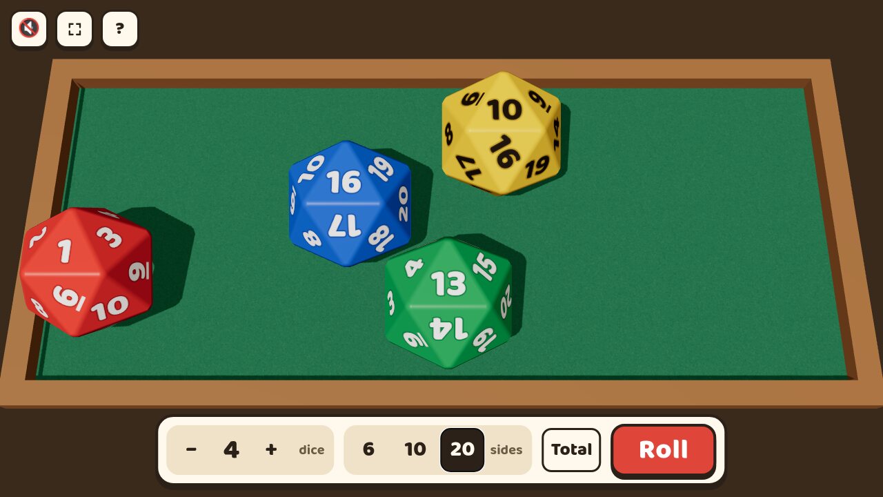 Four 20-sided dice